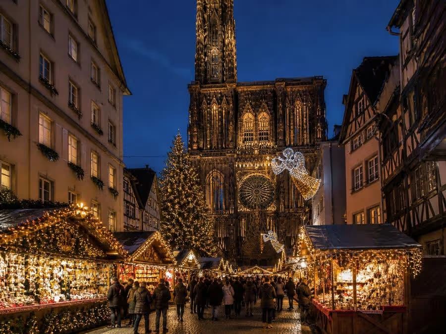 Mercado de Natal de Estrasburgo na Place Kléber